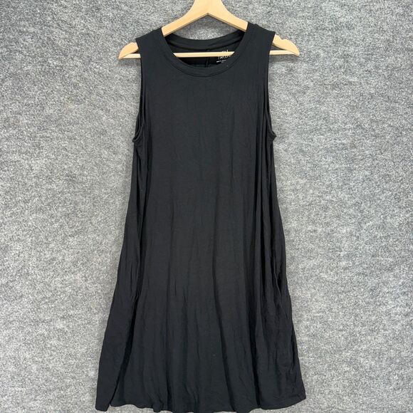 Time And Tru Dress Women L Large Black Shift Midi Sleeveless Rayon Round Neck - Picture 1 of 7